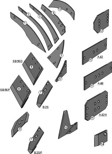 Explosionszeichnung Lemken Pflugkörper Typ CS40